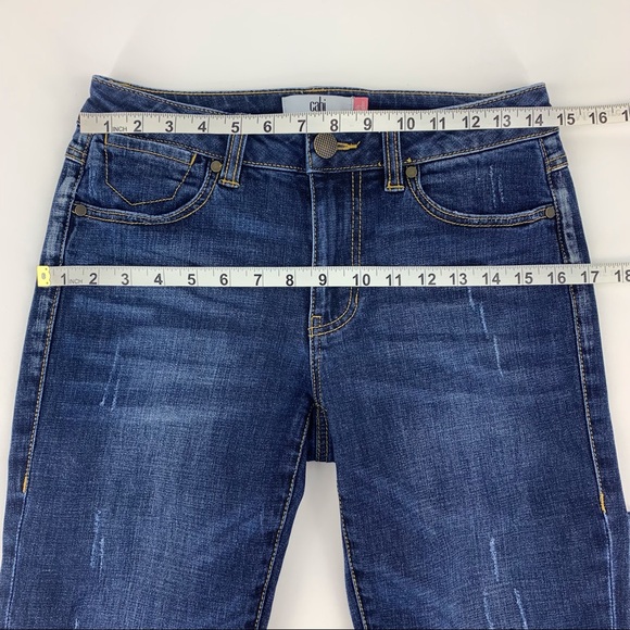 Cabi Clothing Authentic High Straight Dark Wash Distressed Jeans, #3561, 2 - Picture 12 of 16